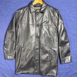 Wilsons Leather Pelle Studio Mens Black Leather Coat Thinsulate Insulated L Read